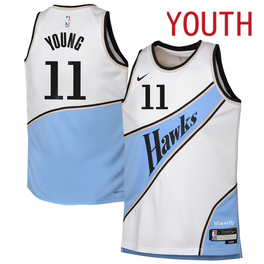 Youth Atlanta Hawks #11 Trae Young Nike White City Edition 2024-25 Swingman Player NBA Jersey->dallas mavericks->NBA Jersey